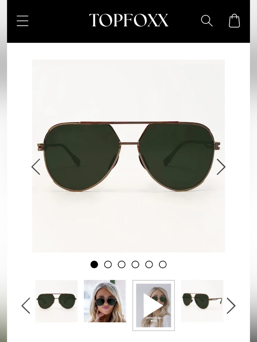 Topfoxx Untangled by Emily Aviator Sunglasses